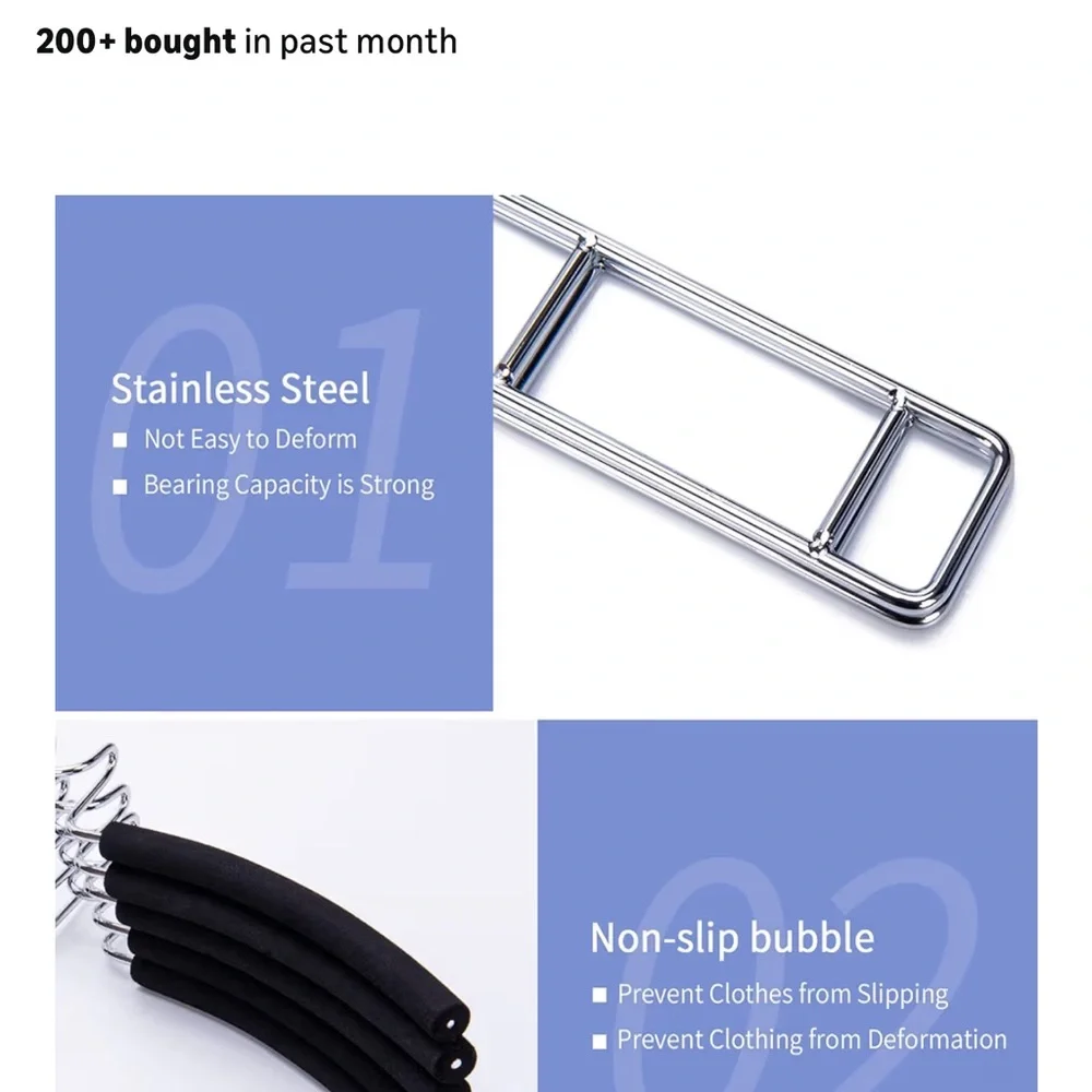 12 Black Non-Slip Hanger Set (Holds 60 pieces)